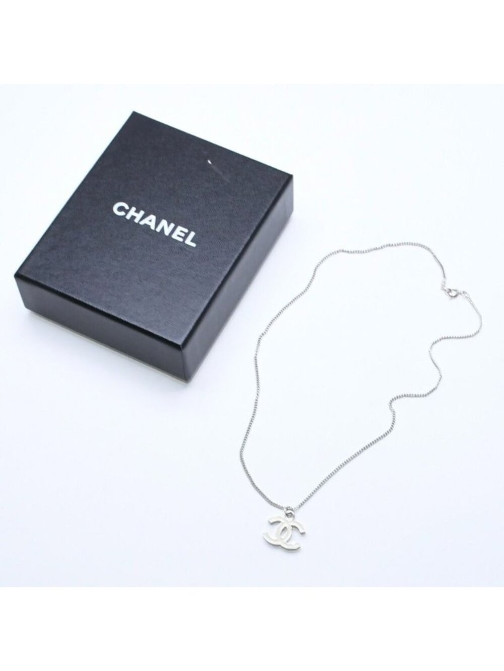 Chanel CC Logo Necklace Stamp Metal Rhinestone 43.0
